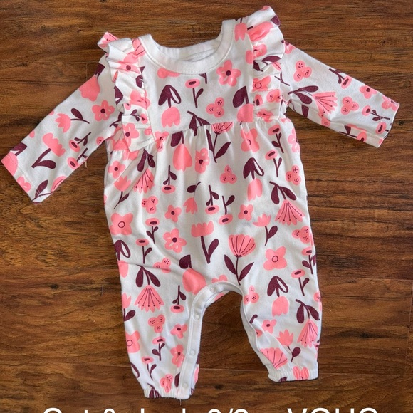 Cat & Jack Other - Cat & Jack Pink Floral Baby Romper
